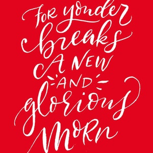 Red For Yonder Breaks Christmas Art Print, Christmas Art Print, Digital Holiday Wall Art, Modern Christmas Art Print image 2