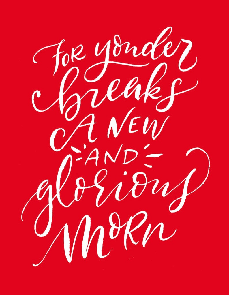 Red For Yonder Breaks Christmas Art Print, Christmas Art Print, Digital Holiday Wall Art, Modern Christmas Art Print image 2