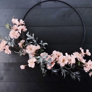 BEST SELLER Minimalist cherry blossom wreath, spring hoop wreath, modern wreath, spring wall decor, modern farmhouse decor