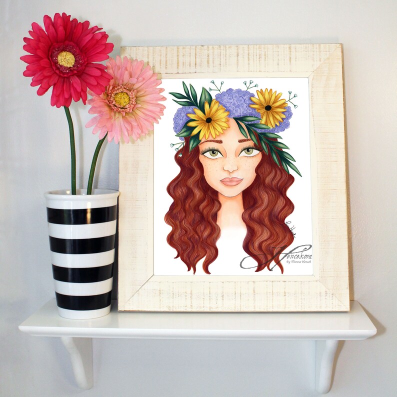 Flower Crown Fashion Illustration Print