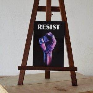 Resist fist print, postcard print, Bi pride print, bisexual pride