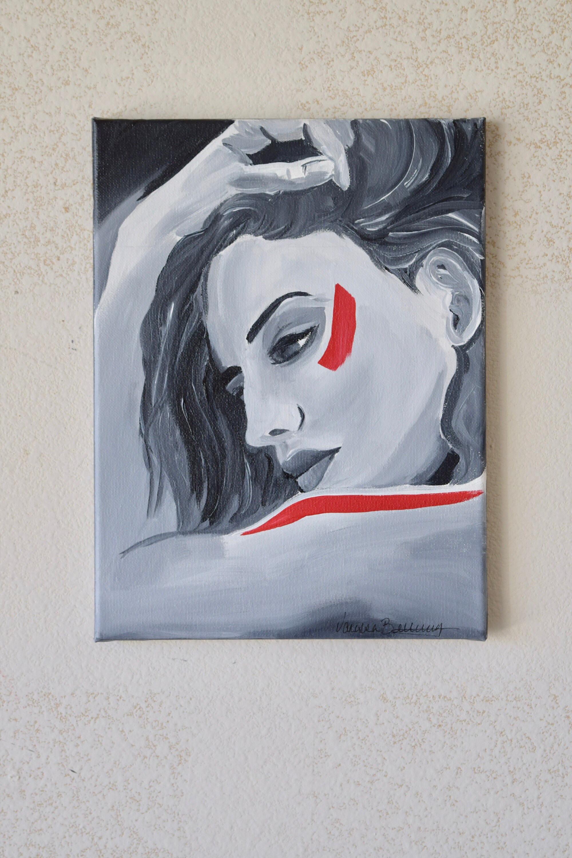 Woman Portrait Black and White Painting Abstract Art | Etsy