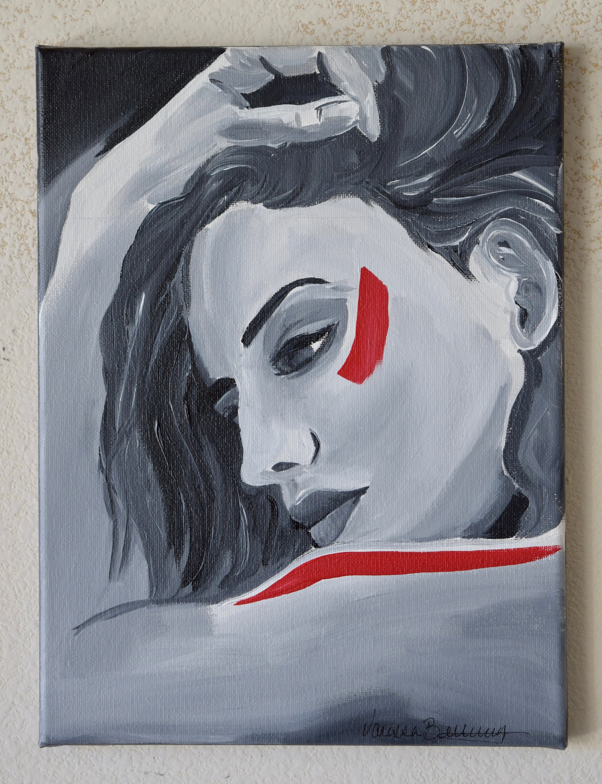 Woman Portrait Black and White Painting Abstract Art Etsy