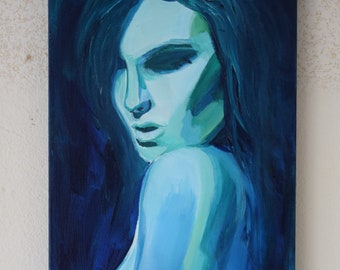 Frau, die Malerei, nackt Kunst, Wandbild, Frau Malerei, nackte Frau, die Malerei, original Acryl auf Leinwand Gemälde