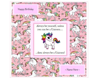 Unicorn Birthday Card, Cute/Humorous, 3D Effect, Personalised, Congratulations, Get Well Soon, Christmas etc.