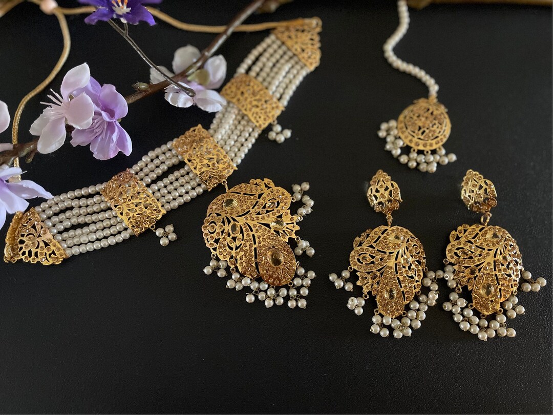 Pakistani Gold Plated Jewelry Hyderabadi Kundan Choker - Etsy