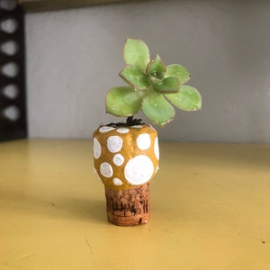 Mushroom Magnet Hand-Painted Champagne Cork Succulent Planter