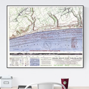 Omaha Beach Invasion Map | Operation Overlord | Dwight Eisenhower | World War 2 | Art Print