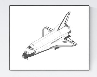 Discovery Space Shuttle | Blueprint Design Art Print