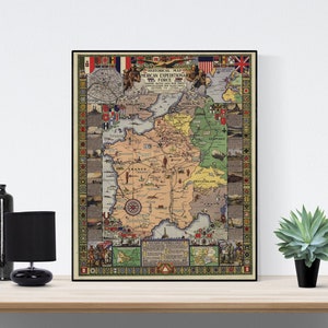 Historical Map Of The American Expeditionary Force | World War 1 | WW1 | United States | Military Art Print