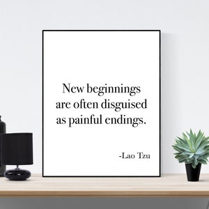 Lao Tzu Quote Art Print – New Beginnings | Minimalist Wisdom Wall Art | Taoist Philosophy Print | Inspirational Home Decor | Poster