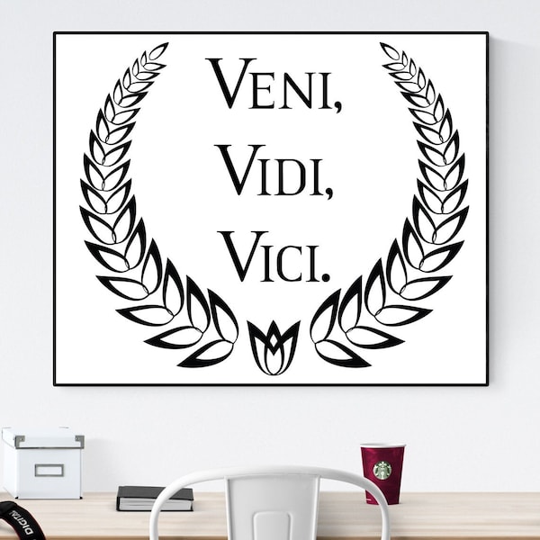 Veni, Vidi, Vici | I Came, I Saw, I Conquered | Julius Ceasar | Roman History | Vintage Art Print