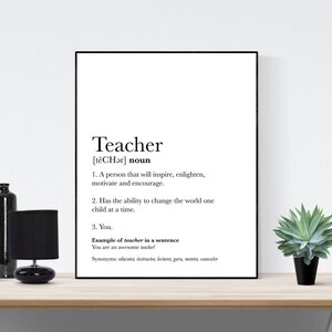 Teacher Definition Art Print | Inspirational Classroom Wall Decor | Teacher Appreciation Gift | Minimalist Typography Poster