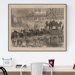 Abraham Lincoln Art Print | Vintage Funeral Procession | Harper&#39;s Weekly Illustration | Civil War Americana | Home Decor History Wall Poster