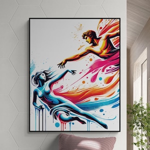 Orpheus and Eurydice Graffiti Style Art Print | Greek Mythology Street Artwork | Modern Tragic Love Wall Home Decor | Colorful Myth Poster