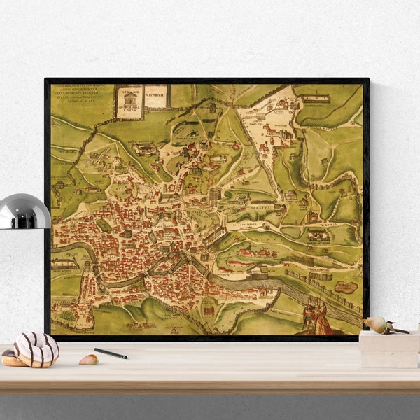 14th Century Map of Ancient Rome Map | Vintage Art Print