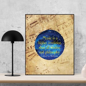 Beethoven Music Quote Wall Art Print | Music Is A Higher Revelation | Classical Composer Home Decor | Unframed Living Room Teacher Poster