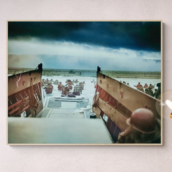 Into The Jaws of Death | Omaha Beach | D-Day | Operation Overlord | Dwight Eisenhower | World War 2 | Colorized Art Print