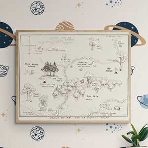 Mappa dei cento boschi di Aker da Winnie-the-Pooh AA Milne Art Print