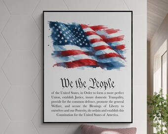 We The People US Flagge - 90x152 Cm Schwarz, Präambel Der US-Verfassung | Patriotische Dekoration Für Haus & Garten