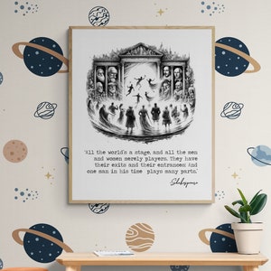 All The World's A Stage from As You Like It by William Shakespeare Sketch Art Print