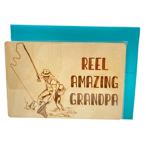 Reel Amazing Opa | Holzkarte | Vatertag | Papa Geburtstagsgeschenk | Großvater | Angeln