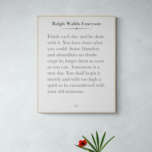 Morgen ist ein neuer Tag | Ralph Waldo Emerson | Literatur |  Inspirierendes leben | Kunstdruck