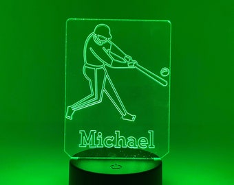 Baseball Or Softball Player | Personalized LED Sign | Gifts for Kids | Kid Home Decor | Night Light for Kids
