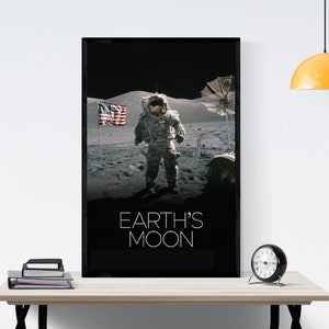 Mond der Erde | NASA JPL | Buzz Aldrin auf der Oberfläche des Mondes | Mond Kunstdruck | Mondoberfläche | Apoll 11 | Neil Armstark