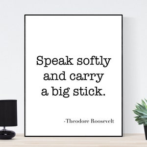 Theodore Roosevelt Quote Art Print | Speak Softly And Carry A Big Stick | US President | History Home Decor | Motivational | Poster