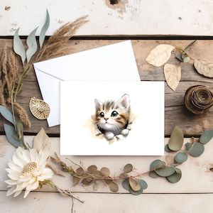 Tarjeta personalizada de gatito adorable que se recupera pronto / regalo personalizado único / cartulina de alta calidad con sobre