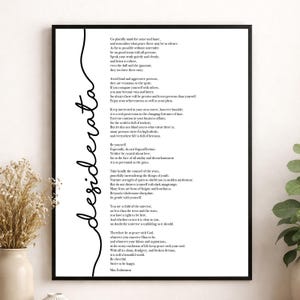 Desiderata Quote Art Print | Go Placidly Amid The Noise | Max Ehrmann Poem | Literary Book | Inspirational | Motivational Poster