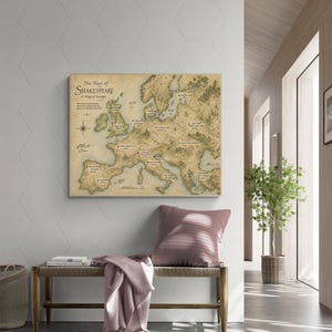 Shakespeare Plays Map of Europe Wall Art Print | Literary Poster | English Teacher Gift | Classroom Home Decor image 3