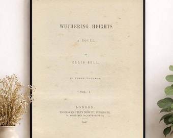 Grafika na okładce pierwszego wydania „Wichrowych Wzgórz” | Emily Bronte | Cytat z literatury | Dekoracja wnętrz | Plakat do książki