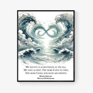 Mi fortuna es ilimitada. Lámina artística / Cita de William Shakespeare / Sala de estar / Decoración del hogar / Romeo y Julieta / Póster literario