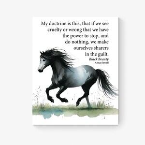 My Doctrine Is This | Black Beauty | Anna Sewell | Horse Children&#39;s Literature | Home Decor | Watercolor Living Room | Literary Art Print