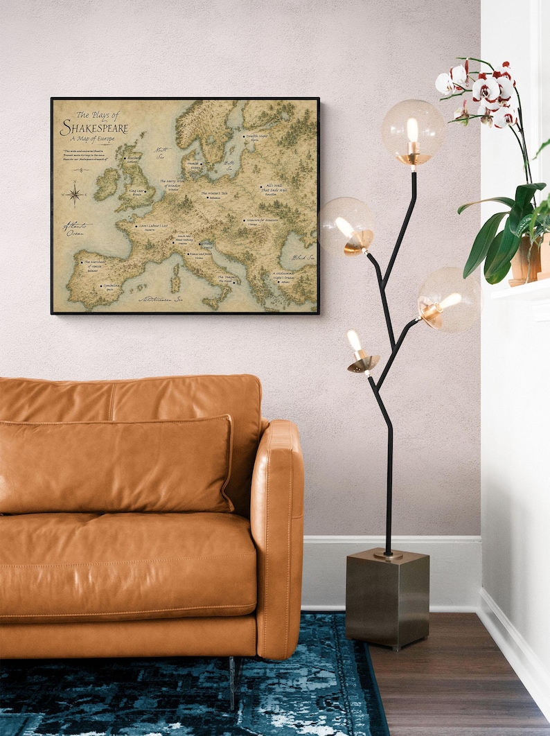 Shakespeare Plays Map of Europe Wall Art Print | Literary Poster | English Teacher Gift | Classroom Home Decor image 16