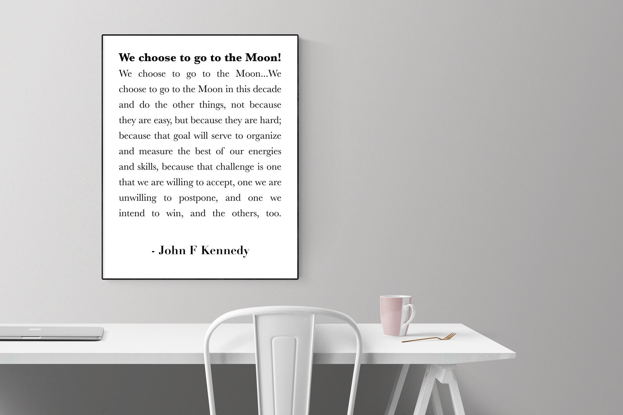 JFK Quote We Choose to Go to the Moon Modern Minimalist Art ...