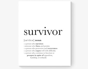Survivor Definition Art Print - Inspirational Home Wall Decor for Survivors - Living Room - Dictionary Style Print