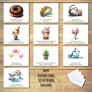 Aquarell-alles- Gute zum Geburtstagkarten | 10er Set Buchstaben | Innen leer | Einzigartiges individuelles Geschenk | Hochwertiger Karton mit Couvert
