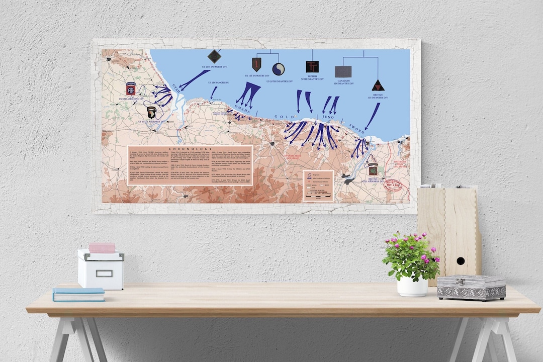 D-day Invasion of Normandy Map | Operation Overlord | Dwight Eisenhower ...