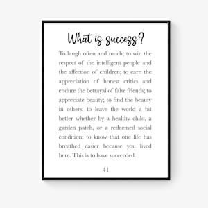 Emerson citat konsttryck | Vad är framgång | Att skratta ofta och mycket | Heminredningskonstverk | Inspirerande | Litterär | Familjeposter Black Frame