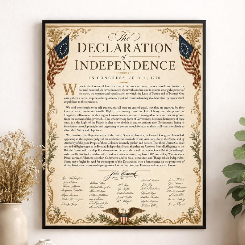 Declaration of Independence Wall Art Print | American Revolution ...