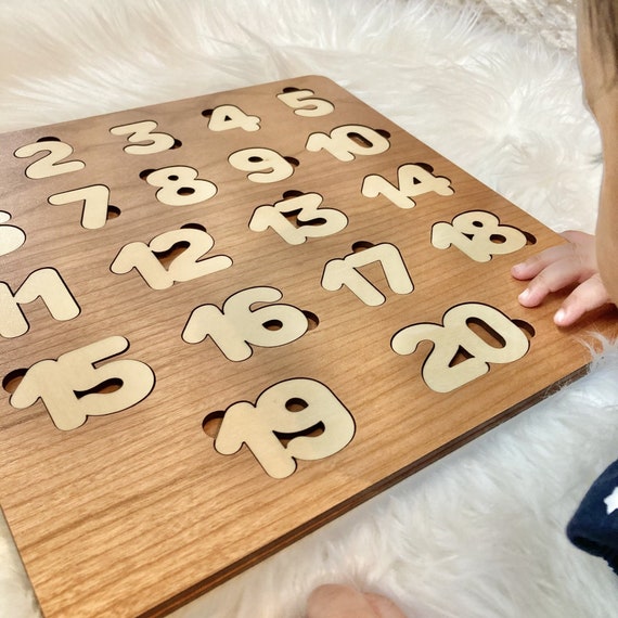 Puzzle bébé en bois à Animaux & Nombres (1 an et +) - Dröm Design
