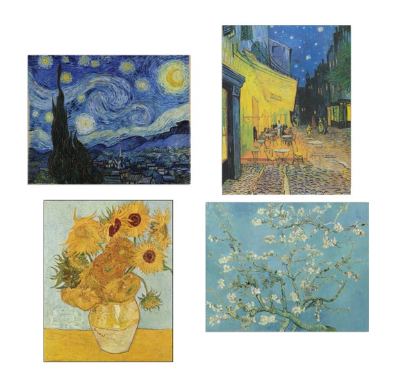 Vincent Van Gogh Kunst Bundel Sterrenhemel Zonnebloemen - Etsy België