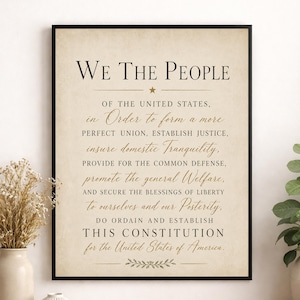 Verfassung Präambel Wand Kunst Druck | Wir Die Menschen | Amerikanische Revolution | Historische Americana | Vintage Heimat Dekor