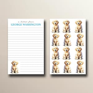 Papel Timbrado Personalizado | Uma Carta De | Papelaria Infantil Personalizada com Design Adorável de Golden Retriever
