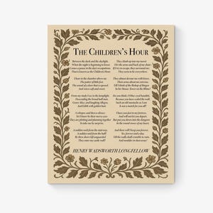 La hora de los niños / Henry Wadsworth Longfellow / Poema vintage / Niños, niños y padres / Impresión artística inspiradora para la sala de estar / Decoración del hogar