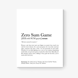 Impresión artística de Zero Sum Game / Principios y paradojas del comportamiento humano y la ciencia / Educación / Obras de arte para el aula escolar de profesores