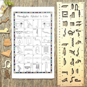 Mon pochoir alphabet hiéroglyphique égyptien | avec règles | Montessori | Éducation préscolaire | Apprendre l'alphabet | Jouets d'orthographe | Jeu